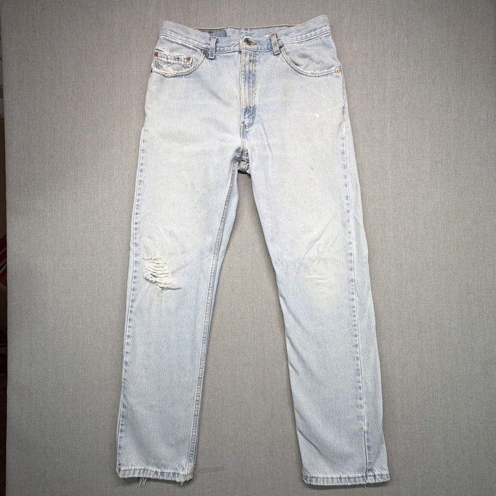VTG Levis 505 Jeans Mens 34x32 (Fits 32x30) Blue Straight Made In USA Distressed
